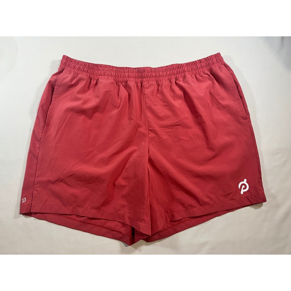 Peloton Mens Active Shorts Red XL Elastic Waist Drawstring Mesh Liner Pockets